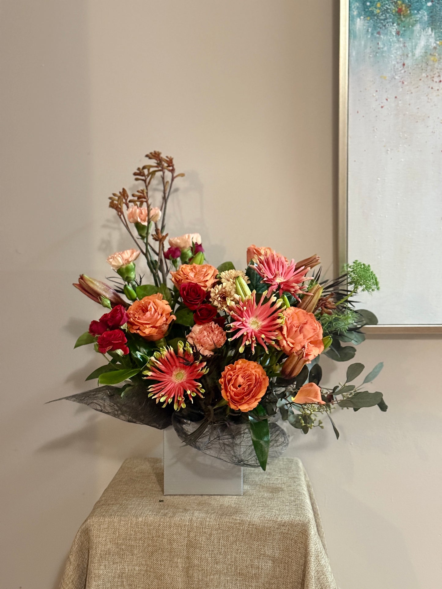 Amber Flame Flower Box - Flower Arrangement